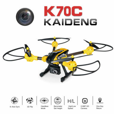 $5 Off Kai Deng K70C Sky Warrior 2.0MP HD Camera Drone 2.4G 4CH 6-Axis Selfie RTF Support GoPro Hero 4 SJCAM,free shipping $94.99(Code:TT4208) from TOMTOP Technology Co., Ltd