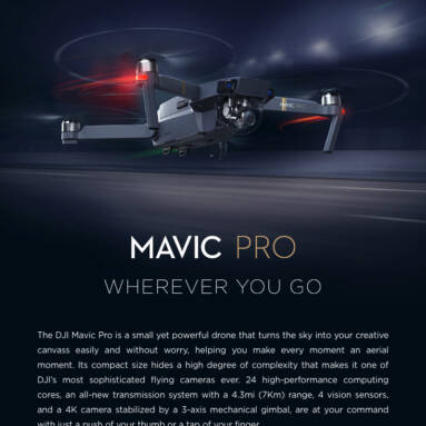 $161 discount for DJI Mavic Pro Quadcopter, free shipping $1238.99 (code:TTDJIM) from TOMTOP Technology Co., Ltd
