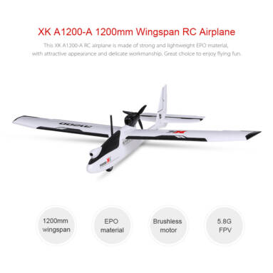 Get $10 off For XK A1200 5.8G FPV 1080P 3D/6G 1200mm Wingspan Fixed-wing RC Airplane EPO RTF Drone Compatible with S-FHSS with code EJ7659 Only $289.99 +free shipping from RCMOMENT