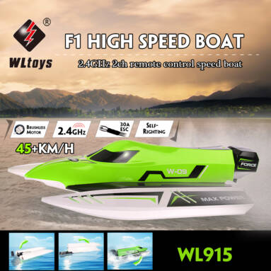 Get 60% Off For WLtoys WL915 2.4Ghz 2CH Brushless High Speed RC F1 Racing Boat from RCMOMENT
