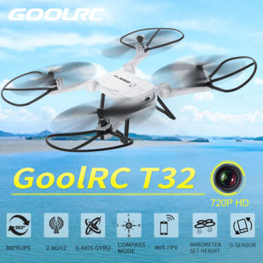 Get 47% Off For GoolRC T32 Wifi FPV 720P HD Camera 2.4G 4CH 6-Axis Gyro Foldable RC Quadcopter from RCMOMENT