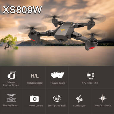 Get 47% Off For VISUO XS809W Wifi FPV 0.3MP Camera Foldable 2.4G 6-Axis Gyro Selfie Drone from RCMOMENT