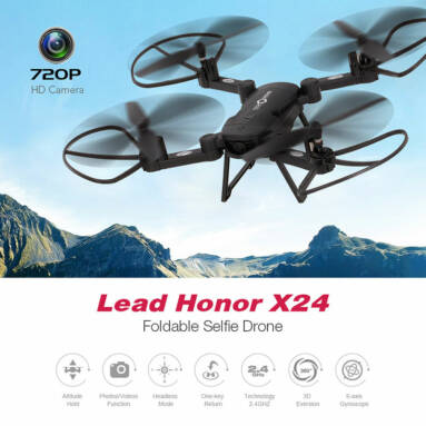 Get 41% Off For LH-X24 Wifi FPV 720P Wide Angle HD Camera Foldable 2.4GHz Selfie Drone RC Quadcopter from RCMOMENT