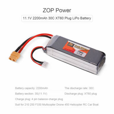$1.55 OFF ZOP Power 3S 11.1V 2200mAh LiPo Battery,free shipping $13.94(Code:TTZOP) from TOMTOP Technology Co., Ltd