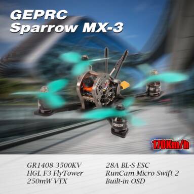 Get $14 off For GEPRC Sparrow 139mm MX-3 Micro 5.8G HD Camera High Speed 170Km/h Brushless FPV Racing Quadcopter BNF with FrSky Receiver with code EJ9628 Only $245.9914 +free shipping from RCMOMENT