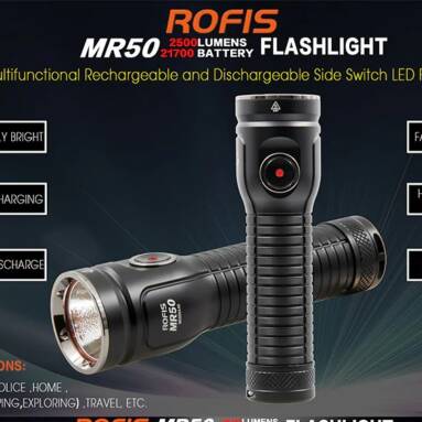 $44 with coupon for ROFIS MR50 21700 5000mAh USB Highlight Flashlight from GearBest