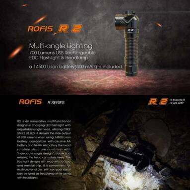 $35 with coupon for ROFIS R2 700LM Tail Magnetic USB Rechargeable Flashlight from GearBest