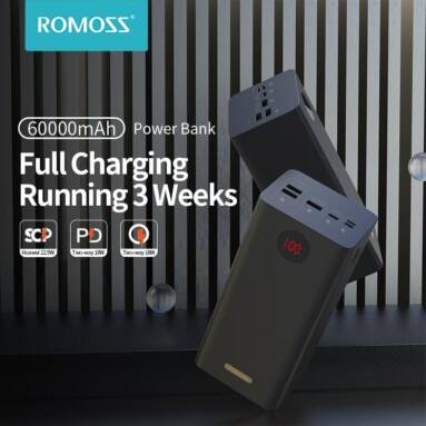 €51 with coupon for ROMOSS PEA60 Power Bank 60000mAh from EU warehouse ALIEXPRESS