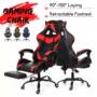 Ergonomic High Back Racing Chair Reclining Office Chair Adjustable Height Rotating Lift Chair PU Leather Gaming Chair Laptop Desk Chair with Footrest