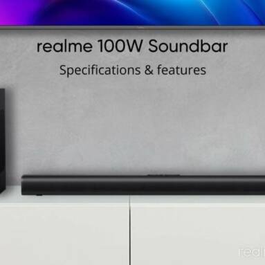 €60 with coupon for Realme 100W bluetooth Soundbar Home Theater 2.1 Channel 60W Full-range Speaker 40W Bass Subwoofer Audio Soundbar from BANGGOOD