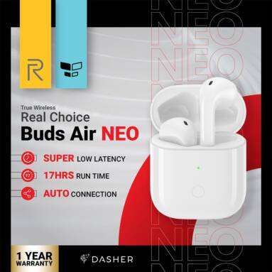 €36 with coupon for Realme Air Neo TWS bluetooth 5.0 Earphone 13mm Large Bass Drivers Low Latency Game Mode Smart Touch Headphone Headset from BANGGOOD