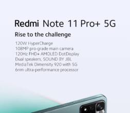 €277 with coupon for Xiaomi Redmi Note 11 Pro+ 5G Smartphone 256GB NFC MediaTek Dimensity 920 5G AMOLED Display 108MP Camera 120W HyperCharge from GSHOPPER