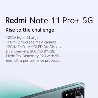 €227 with coupon for Xiaomi Redmi Note 11 Pro+ 5G Smartphone 128/256GB NFC MediaTek Dimensity 920 5G AMOLED Display 108MP Camera 120W HyperCharge from GSHOPPER