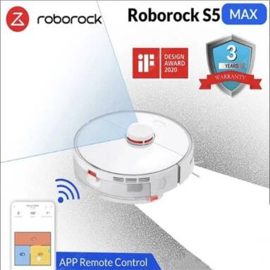 $459 with coupon for Roborock S5 Max Xiaomi Robot Vacuum Cleaner for Home Smart Sweeping Robotic Cleaning Mope – White from GEARBEST