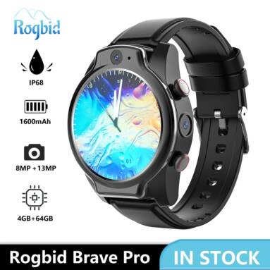 $169 with coupon for Rogbid Brave Pro 1.69-Inch IPS Screen 4G Smart Watch（SIM Card）4GB RAM+64GB ROM from TOMTOP