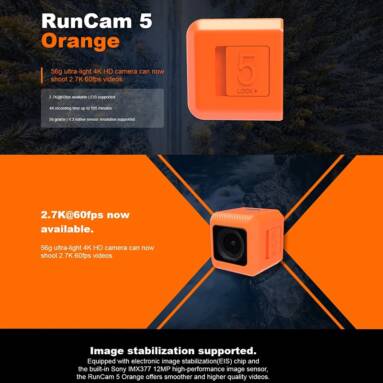 €91 with coupon for RunCam 5 Orange 12MP 4:3 145°FOV 56g Ultra-light 4K HD FPV Camera for RC Drone from EU CZ warehouse BANGGOOD