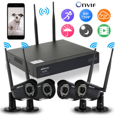 51% OFF KKmoon 4 Channel HD 720P WiFi NVR Camera System,limited offer $129.99 from TOMTOP Technology Co., Ltd