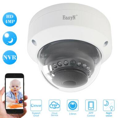 $8 OFF EasyN HD 4MP POE Dome IP Camera,free shipping $51.99 (Code:SPOEC8) from TOMTOP Technology Co., Ltd