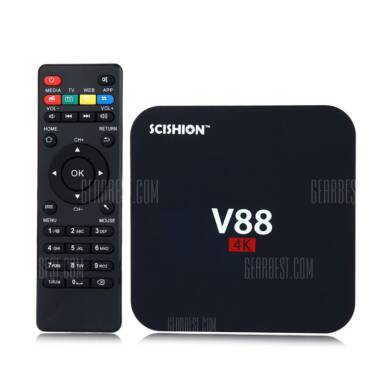 $22 with coupon for SCISHION V88 TV Box Player Rockchip 3229 Quad Core  –  EU PLUG  BLACK  EU warehouse from Gearbest