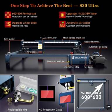 €769 with coupon for SCULPFUN S30 Ultra 22W Laser Cutter from GEEKBUYING