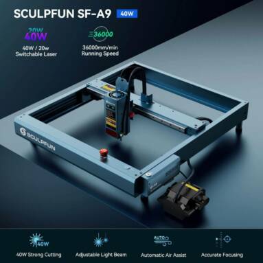 €959 with coupon for SCULPFUN SF-A9 40W Laser Engraver Cutter from EU warehouse GEEKBUYING
