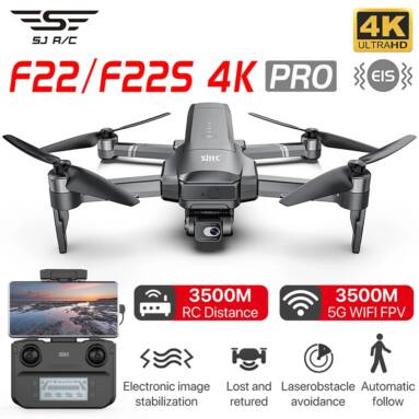 €298 with coupon for SJRC F22S 4K PRO RC Drone Quadcopter – with Obstacle Avoider Two Batteries from BANGGOOD