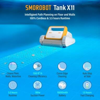 $709 with coupon for SMOROBOT Tank X11 Cordless Robotic Pool Cleaner from AMAZON ($804 Tank X11 fast charge version)