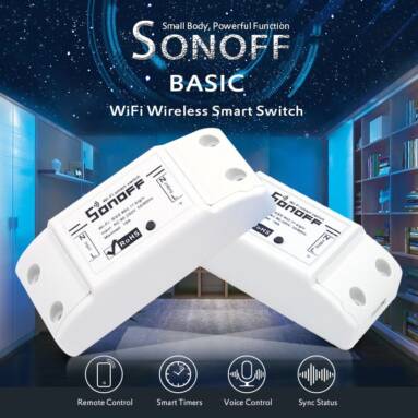 $5 with coupon for SONOFF Basic Wifi Switch Works with Amazon Alexa and Google Home from TOMTOP
