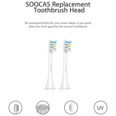 $5 with coupon for SOOCAS X3 Toothbrush Head 2PCS – WHITE COMMON CLEAN from GearBest
