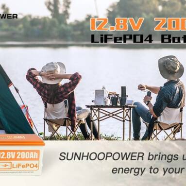 €479 with coupon for SUNHOOPOWER 12V 200Ah LiFePO4 Battery from EU warehouse GEEKBUYING