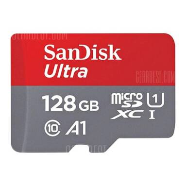 $43 with coupon for SanDisk A1 Ultra Micro SDXC UHS-1 Professional Memory Card  –  128G  RED from GearBest