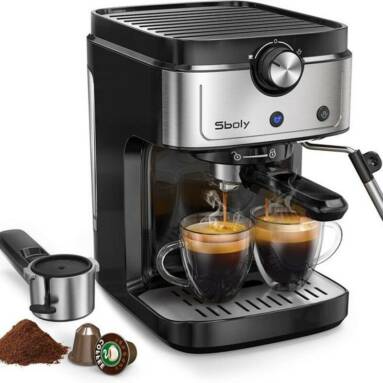€84 with coupon for Sboly SY-265EA 1372W 2in1 Coffee Maker Adjustable Steam 19 Bar Pressure for High-Quality Extraction from EU CZ warehouse BANGGOOD