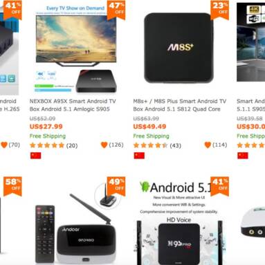 6% OFF Smart Android TV Player Box from TOMTOP Technology Co., Ltd