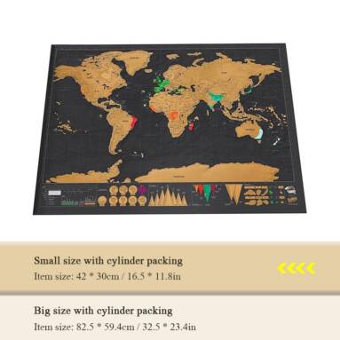 $2 with coupon for Scratch World Map Travel Edition Original 42 x 30cm from TOMTOP