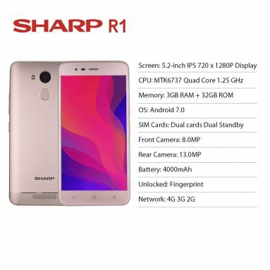 €59 with coupon for Sharp R1 Smartphone Global Version 3GB RAM 32GB ROM from BANGGOOD