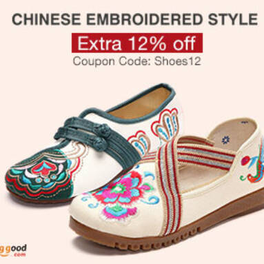 12% OFF for Chinese Embroidered Shoes from BANGGOOD TECHNOLOGY CO., LIMITED