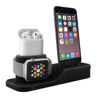$11 with coupon for Silicone 3 in 1 Charging Stand Holder Dock for iPhone for Apple Watch/ AirPods from GEARBEST