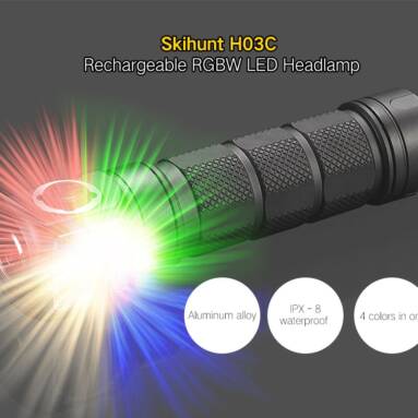 $49 with coupon for Skihunt H03C Rechargeable RGBW 4-color All-in-one LED Headlamp from GearBest