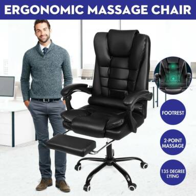 €82 with coupon for Snailhome Massage Reclining Office Chair Adjustable Height Rotating Lift Chair PU Leather Gaming Chair Laptop Desk Chair with Footrest and Phone Bag from EU CZ warehouse BANGGOOD