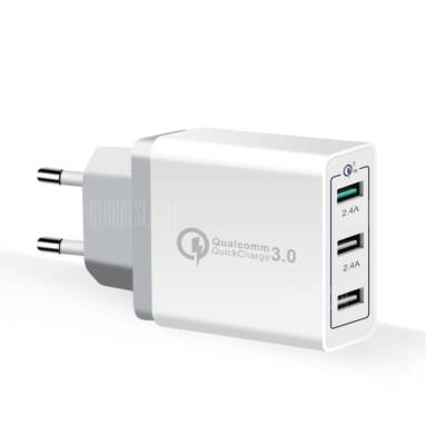 $5 with coupon for Spedcrd 3 Ports Quick Charger QC 3.0 30W USB Fast Charger – White EU Plug from GearBest