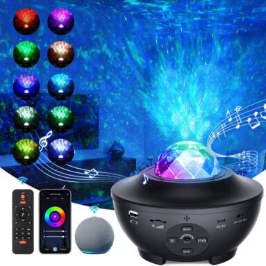 €24 with coupon for Starry Sky Light Smart WiFi Galaxy Projector Night Light Alexa APP Control 10-Color Music Player Bluetooth Speaker Timer Suitable for Children and Adult Parties from BANGGOOD