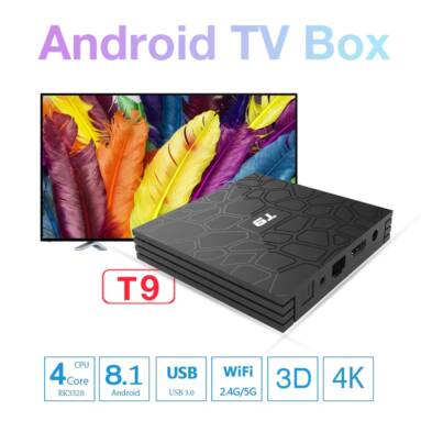 $39 with coupon for T9 TV Box Support 4K H.265 – BLACK EU PLUG from GearBest