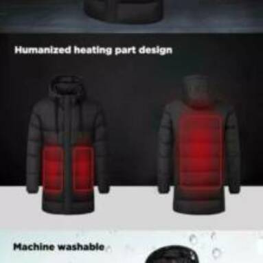 €45 with coupon for TENGOO Intelligent Temperature Control Jacket Long Section USB Rechargeable Waterproof Windproof Winter Coats from BANGGOOD