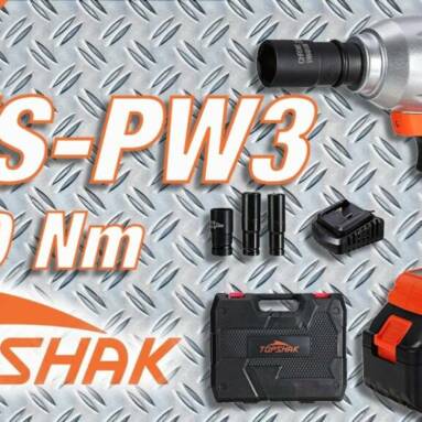 €45 with coupon for TOPSHAK TS-PW3 550N.m Max 3000 BPM Brushless Cordless Electric Impact Wrench Repairing Tools for DIY with 4.0Ah Lithium Ion Battery also suit for Makita from EU CZ warehouse BANGGOOD