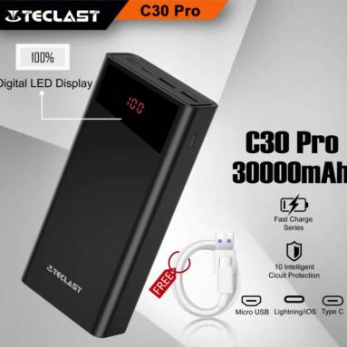 €34 with coupon for Teclast C30 Pro 22.5W 30000mAh Power Bank from EU FR warehouse BANGGOOD
