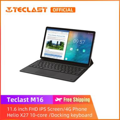 €151 with coupon for Teclast M16 Helio X27 Deca Core Processor 4GB RAM 128GB ROM 11.6 Inch Android 8.0 Tablet PC with Keyboard from BANGGOOD