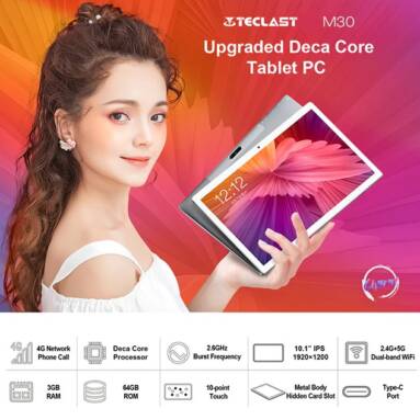€145 with coupon for Teclast M30 10.1 inch 4G Phablet Android 8.0 from GEARBEST