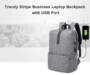 Trendy Stripe Business Laptop Backpack with USB Port