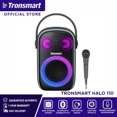 €59 with coupon for Tronsmart Halo 110 Bluetooth Speaker with Wired Karaoke Microphone from EU warehouse GEEKBUYING