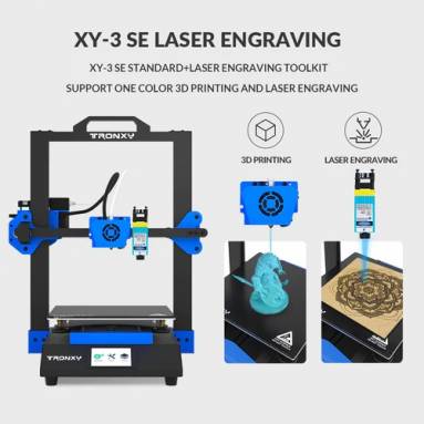 €349 with coupon for Tronxy XY-3 SE 3D Printer 255*255*260mm Printing Size Dual Extruder + Laser Engraving – Standard + Dual Extruder + Laser Version from EU warehouse GEEKBUYING